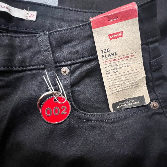NWT Levi's 726 Flare Denim‎ Black Jeans Retro 70's Boho Hippie Women Size 32x32 - Picture 12 of 12